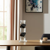 9" Black And Clear Crystal Tabletop Taper Candlestick