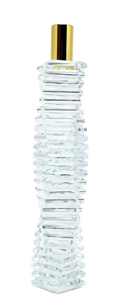 8" Clear And Gold Twisted Crystal Tabletop Taper Candlestick