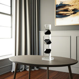 12" Black And Clear Crystal Tabletop Taper Candlestick