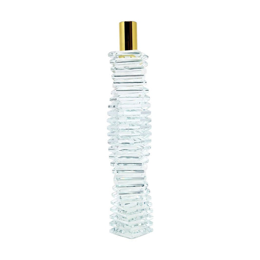 12" Clear And Gold Twisted Crystal Tabletop Taper Candlestick