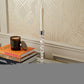 14" Clear And Silver Geo Stacks Crystal Tabletop Taper Candlestick