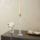14" Clear And Gold Geo Stacks Crystal Tabletop Taper Candlestick
