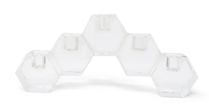 5" Clear Crystal Geometric Tabletop Candelabra Candle Holder