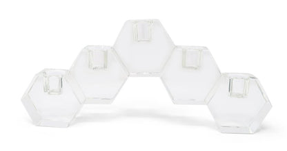 5" Clear Crystal Geometric Tabletop Candelabra Candle Holder
