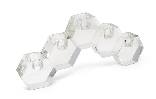 5" Clear Crystal Geometric Tabletop Candelabra Candle Holder