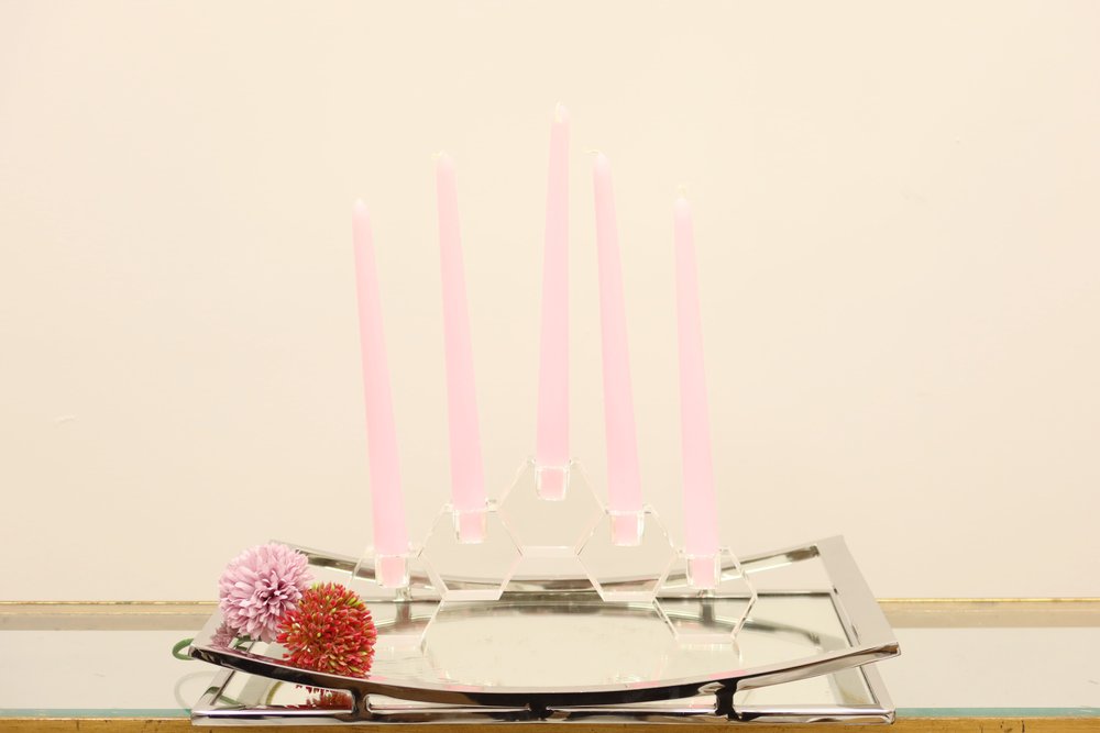 5" Clear Crystal Geometric Tabletop Candelabra Candle Holder