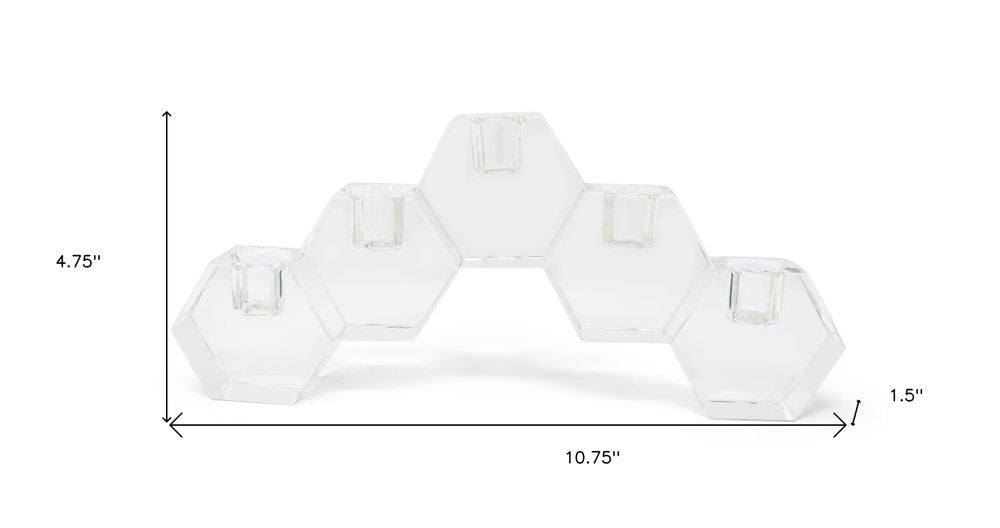 5" Clear Crystal Geometric Tabletop Candelabra Candle Holder