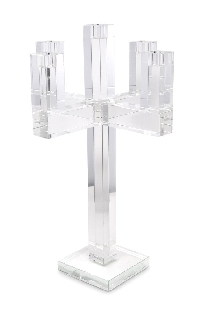 20" Clear Faceted Crystal Tabletop Candelabra Candle Holder