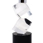 8" Silver Clear And Black Faceted Crystal Tabletop Taper Candlestick
