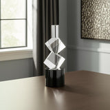 8" Silver Clear And Black Faceted Crystal Tabletop Taper Candlestick