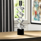 11" Silver Clear And Black Crystal Tabletop Taper Candlestick