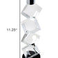 11" Silver Clear And Black Crystal Tabletop Taper Candlestick