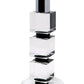 7" Silver Clear And Black Block And Cylinder Crystal Tabletop Taper Candlestick