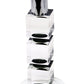 7" Silver Clear And Black Block And Cylinder Crystal Tabletop Taper Candlestick