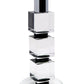 7" Silver Clear And Black Block And Cylinder Crystal Tabletop Taper Candlestick