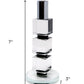 7" Silver Clear And Black Block And Cylinder Crystal Tabletop Taper Candlestick