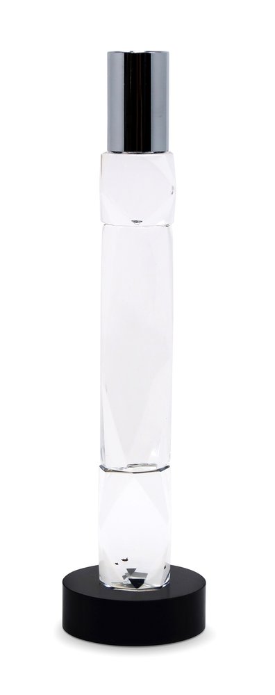 10" Silver Clear And Black Faceted Crystal Tabletop Taper Candlestick