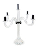 20" Clear And Silver Crystal Tabletop Candelabra Candle Holder