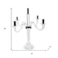 20" Clear And Silver Crystal Tabletop Candelabra Candle Holder