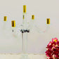 20" Clear Silver And Gold Crystal Tabletop Candelabra Candle Holder