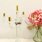 20" Clear Silver And Gold Crystal Tabletop Candelabra Candle Holder