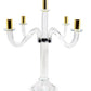 20" Clear Silver And Gold Crystal Tabletop Candelabra Candle Holder