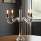 20" Clear Silver And Gold Crystal Tabletop Candelabra Candle Holder