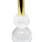 Set of Two Clear And Gold Geo Orbs Crystal Tabletop Taper Candlesticks