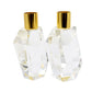 Set of Two Gold Abstract Crystal Tabletop Wedding Taper Candlesticks