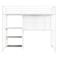 White Slat Steel Twin Loft Bed With Desk And Shelves