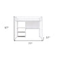 White Slat Steel Full Double Loft Bed With Desk And Shelves