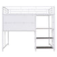 White Slat Steel Full Double Loft Bed With Desk And Shelves
