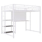 White Slat Steel Full Double Loft Bed With Desk And Shelves