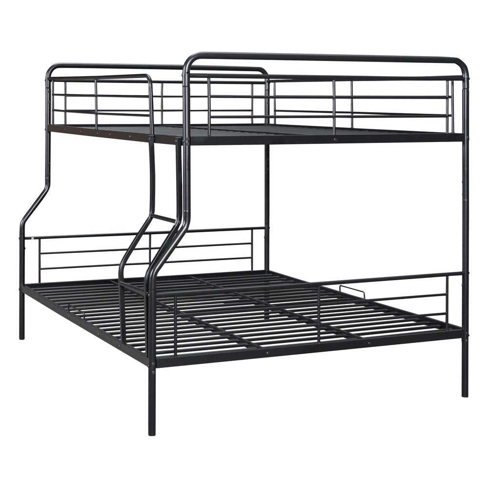 Black Full XL Over Queen Contemporary Metal Bunk Bed