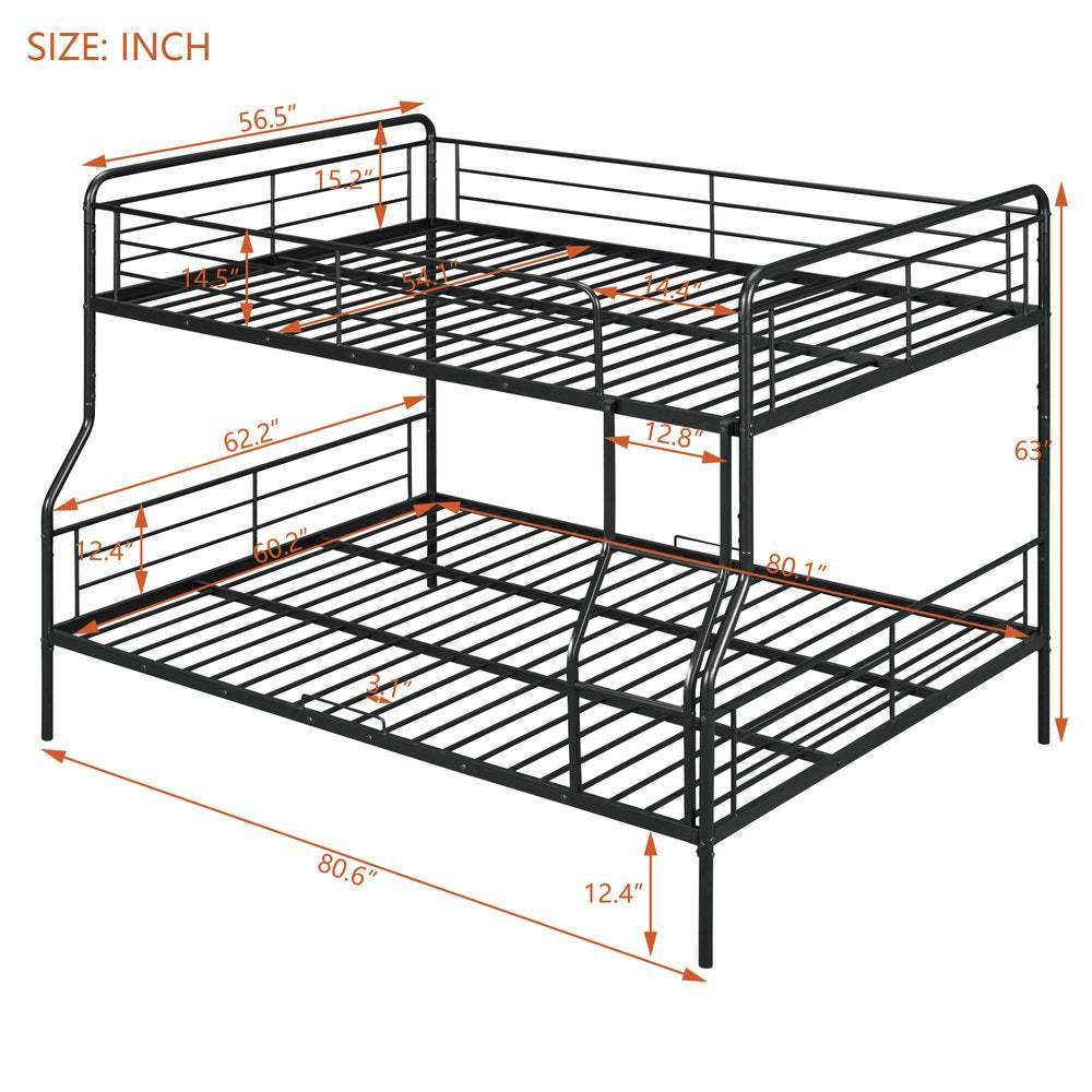 Black Full XL Over Queen Contemporary Metal Bunk Bed