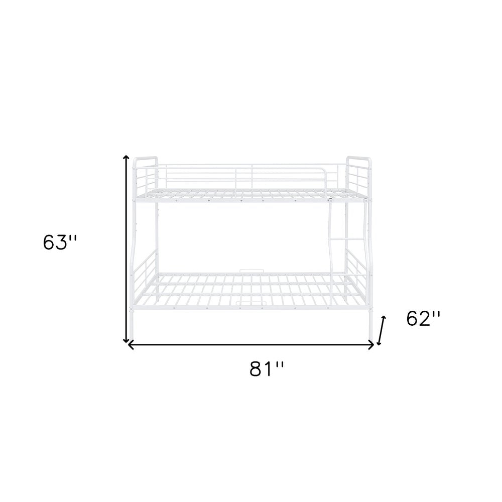White Full XL Over Queen Contemporary Metal Bunk Bed