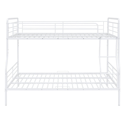 White Full XL Over Queen Contemporary Metal Bunk Bed