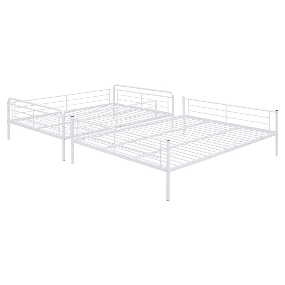 White Full XL Over Queen Contemporary Metal Bunk Bed
