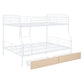 White Full Over Queen Contemporary Metal Bunk Bed With Drawers