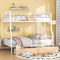 White Full Over Queen Contemporary Metal Bunk Bed With Drawers
