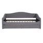 Gray Tufted Boucle Twin Day Bed With LED Lighting And Trundle And USB