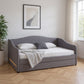 Gray Tufted Boucle Twin Day Bed With LED Lighting And Trundle And USB