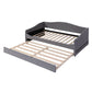 Gray Tufted Boucle Twin Day Bed With LED Lighting And Trundle And USB