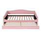Pink Tufted Boucle Twin Day Bed With LED Lighting And Trundle And USB