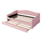 Pink Tufted Boucle Twin Day Bed With LED Lighting And Trundle And USB