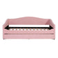 Pink Tufted Boucle Twin Day Bed With LED Lighting And Trundle And USB