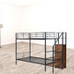 Black Twin Over Twin Metal Bunk Bed With Stairs And Storage
