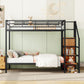 Black Twin Over Twin Metal Bunk Bed With Stairs And Storage