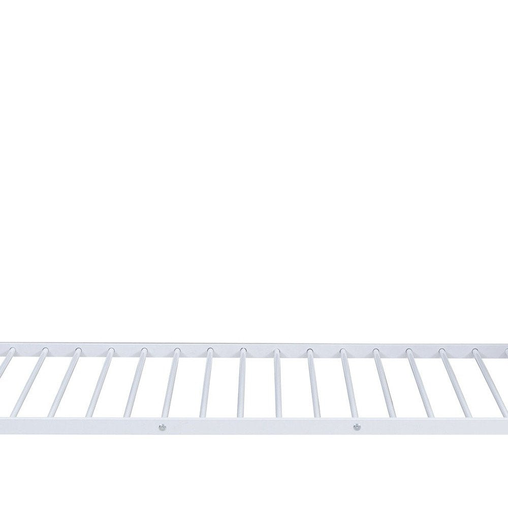 White Twin Over Twin Metal Bunk Bed With Stairs And Storage