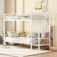 White Twin Over Twin Metal Bunk Bed With Stairs And Storage